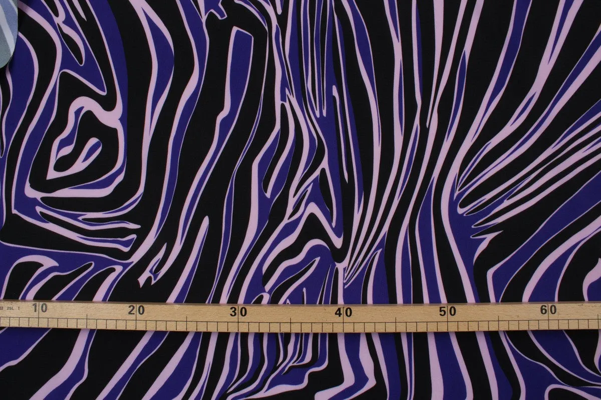 Heavy Viscose Cadi Fabric - Abstract Print - Purple