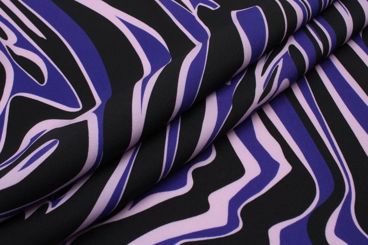 Heavy Viscose Cadi Fabric - Abstract Print - Purple