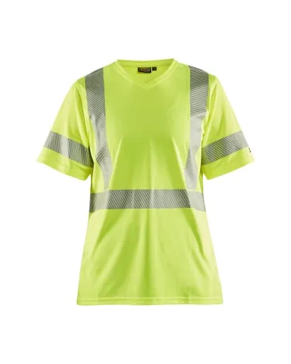 High Visibility Ladies V-Neck Tee Shirt by Blaklader - Certified Class 2 UV Protection