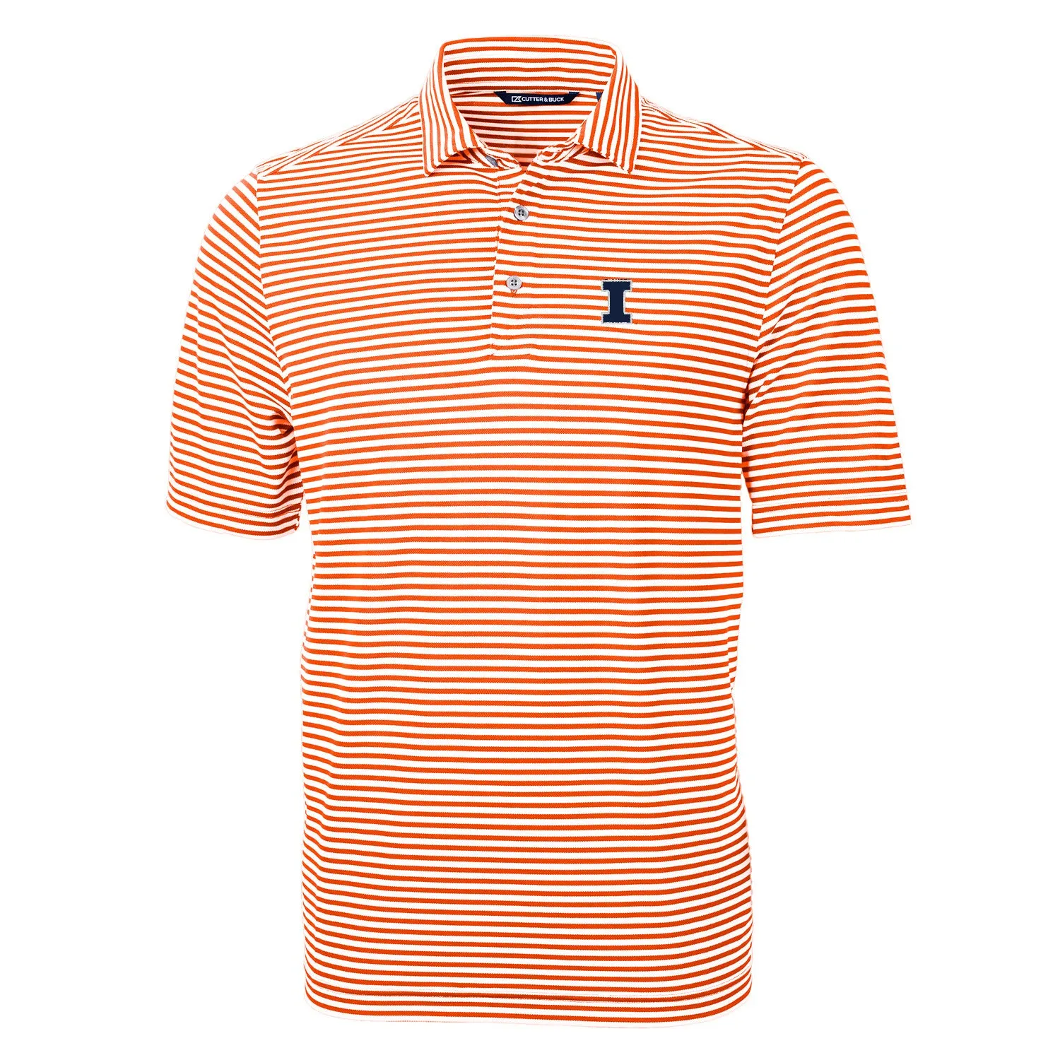 Illinois Fighting Illini Cutter & Buck Virtue Eco Pique Stripe Recycled Mens Polo