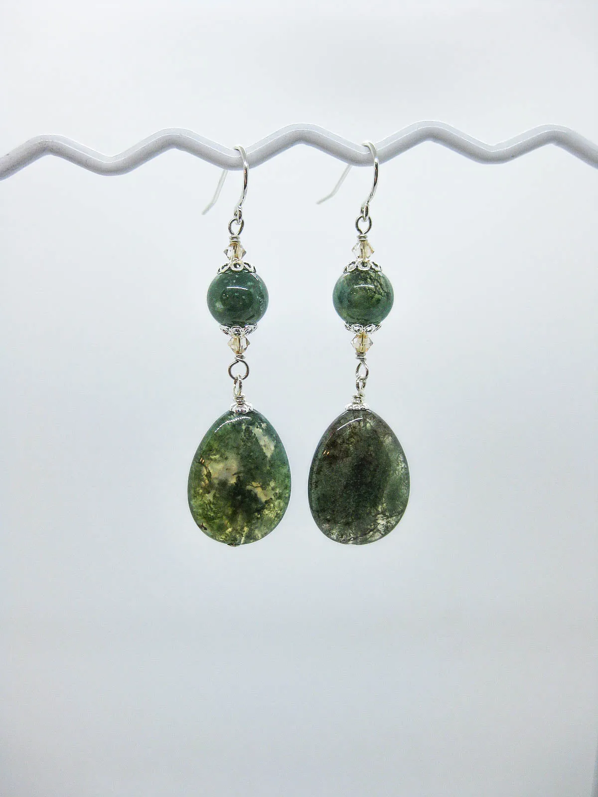 Ivy: Moss Agate Earrings, Large - e489L