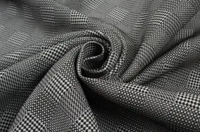 Jacquard Checks of Silk and Polyester - Black and White