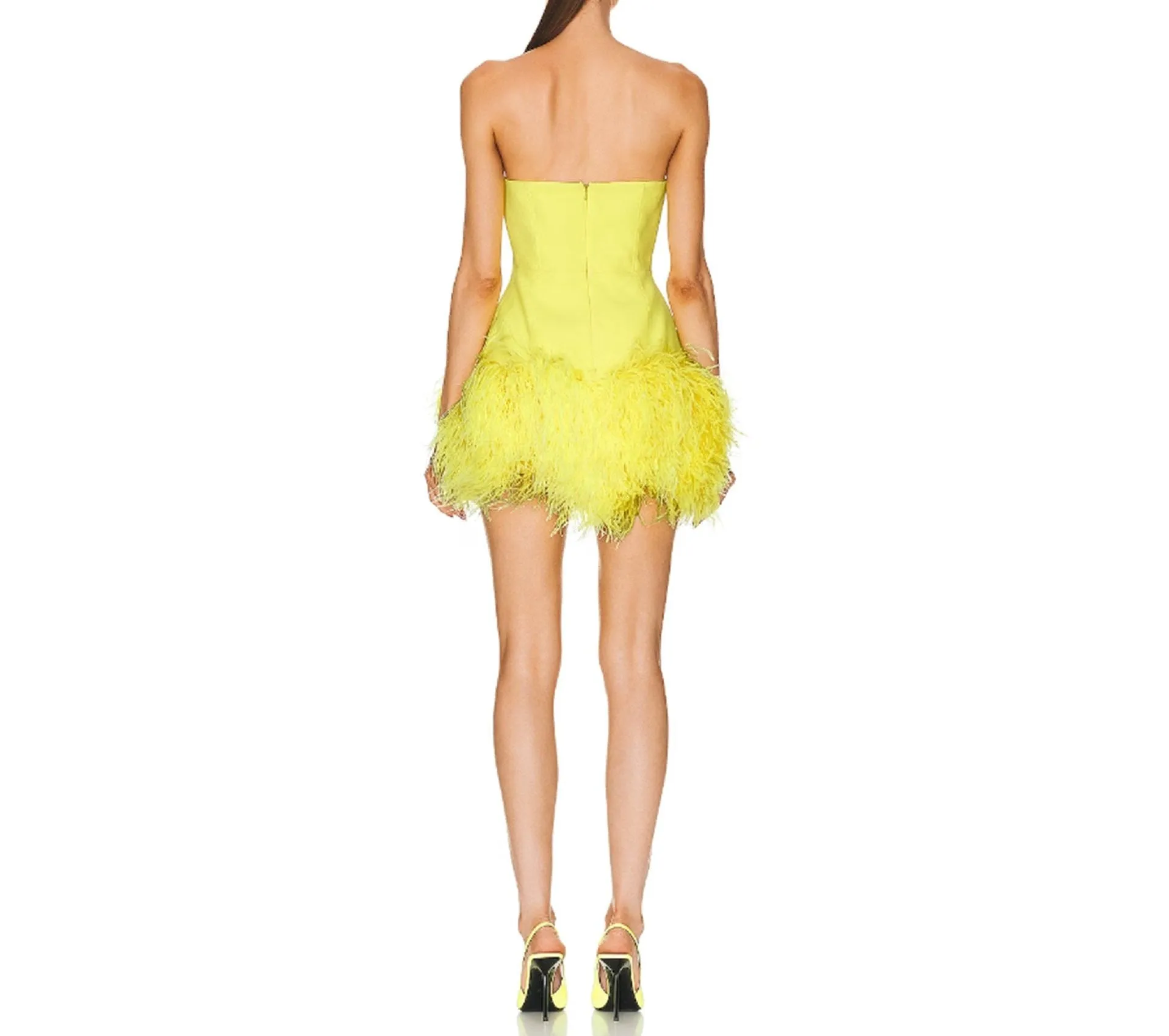 JADA Strapless Feathers Mini Bandage Dress