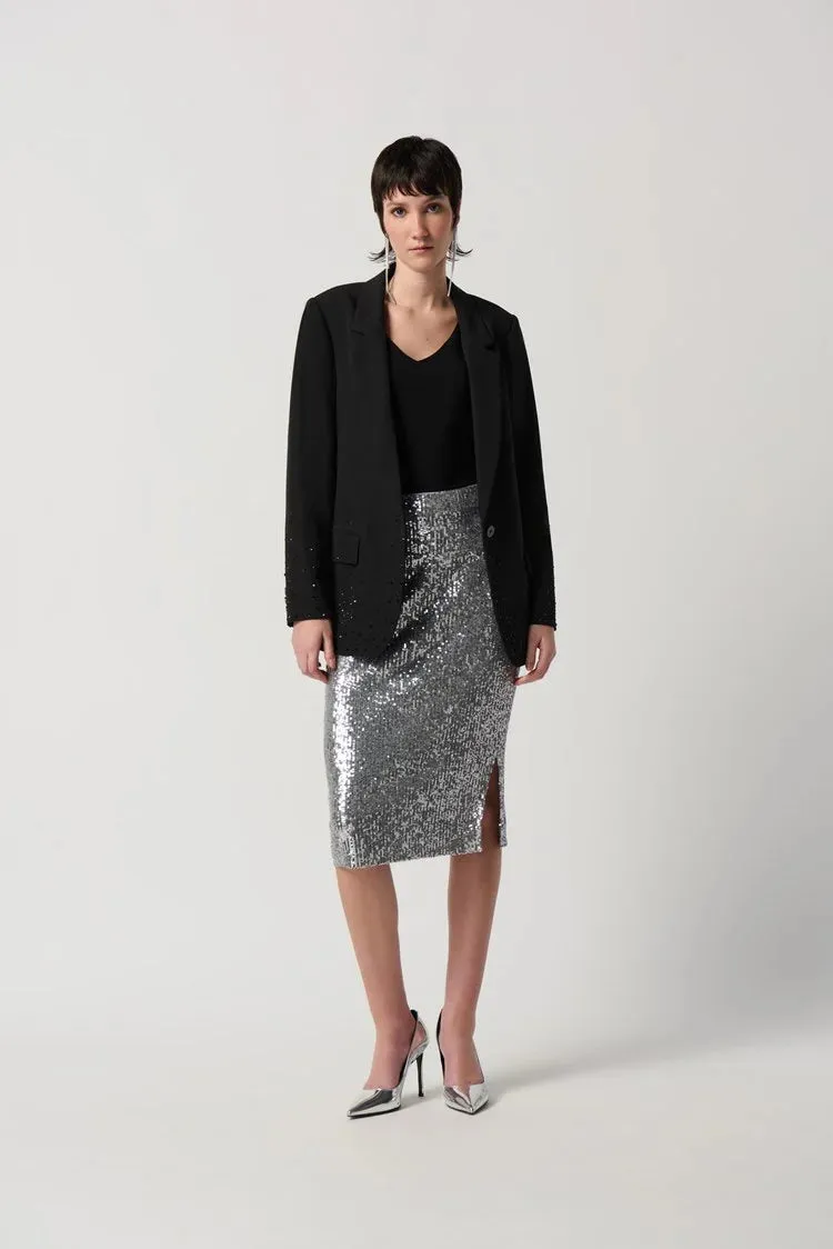 Joseph Ribkoff Woven Blazer With Iron-On Embellishment