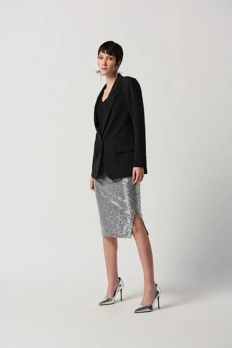 Joseph Ribkoff Woven Blazer With Iron-On Embellishment