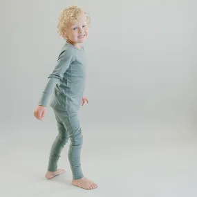 Kids Merino Wool Base Layer, Leggings, Sage