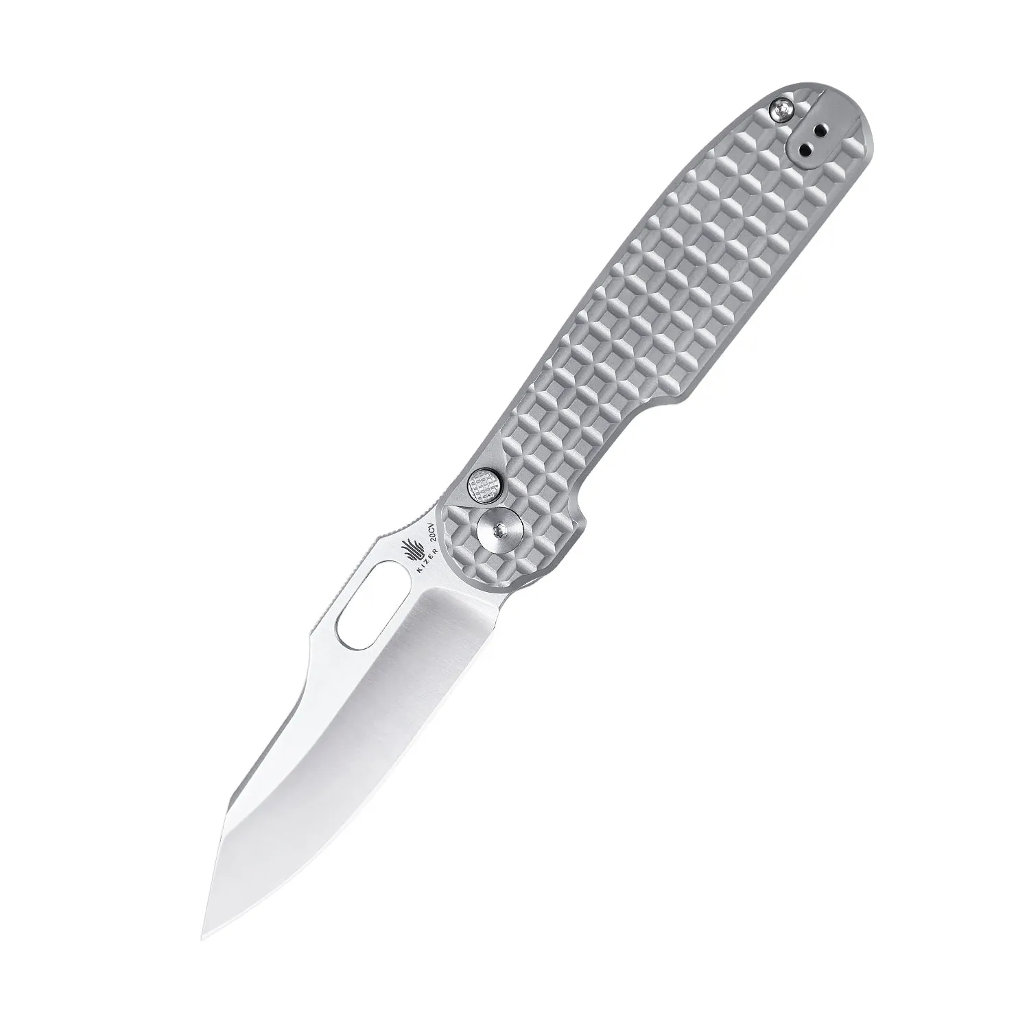 Kizer Cormorant Button Lock Knife Gray Titanium Ki4562A4 (3.23 Satin 20CV)