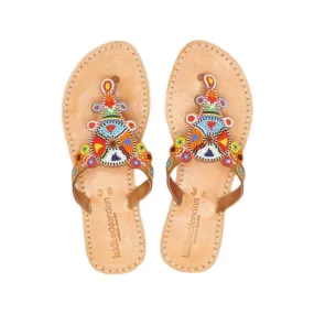 Laidback London Simba Flat Leather Tribal Sandal