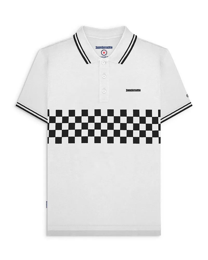 Lambretta Men's SS9107 Two Tone Panel Polo Shirt White Black