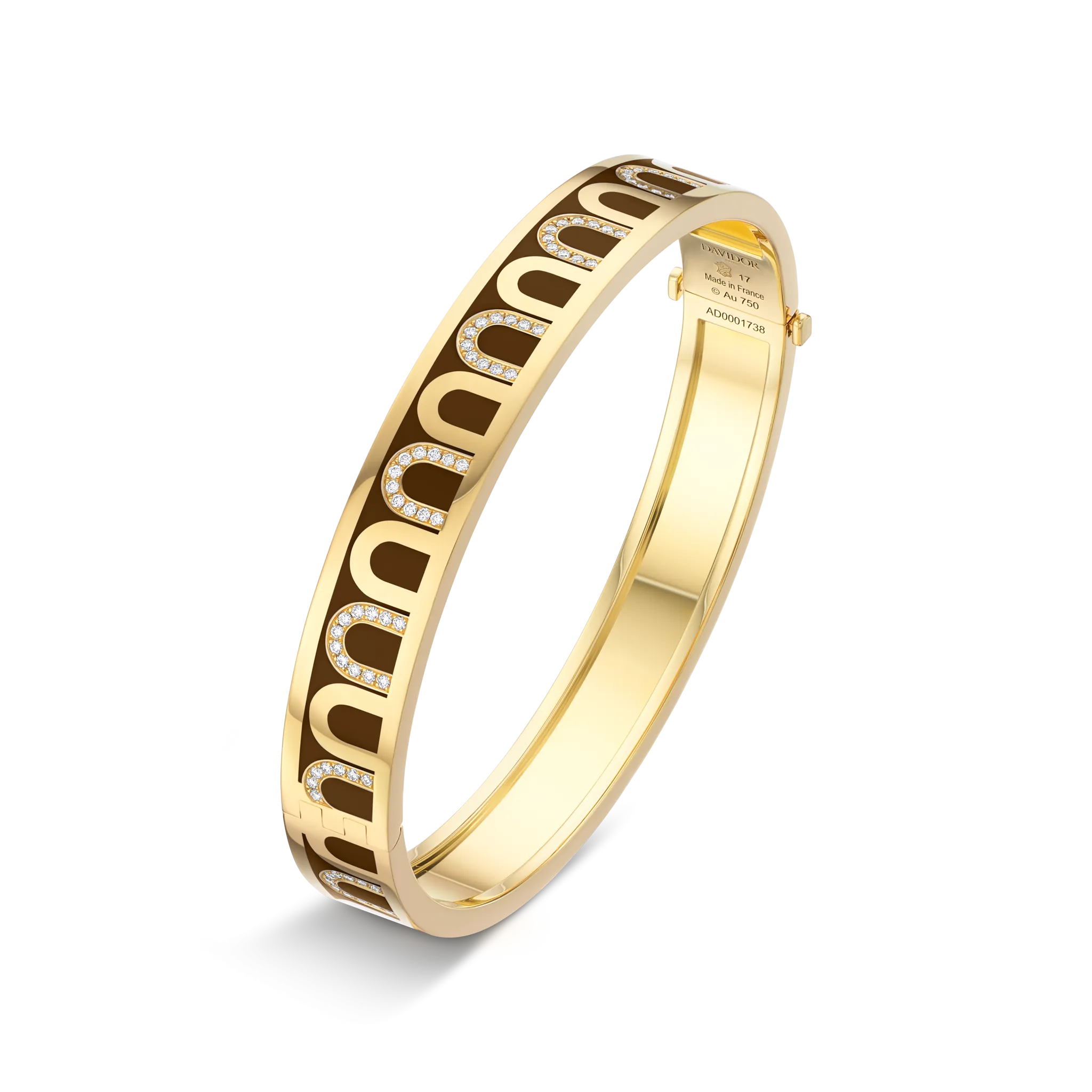 L'Arc de DAVIDOR Bangle MM, 18k Yellow Gold with Lacquered Ceramic and Colonnato Diamonds