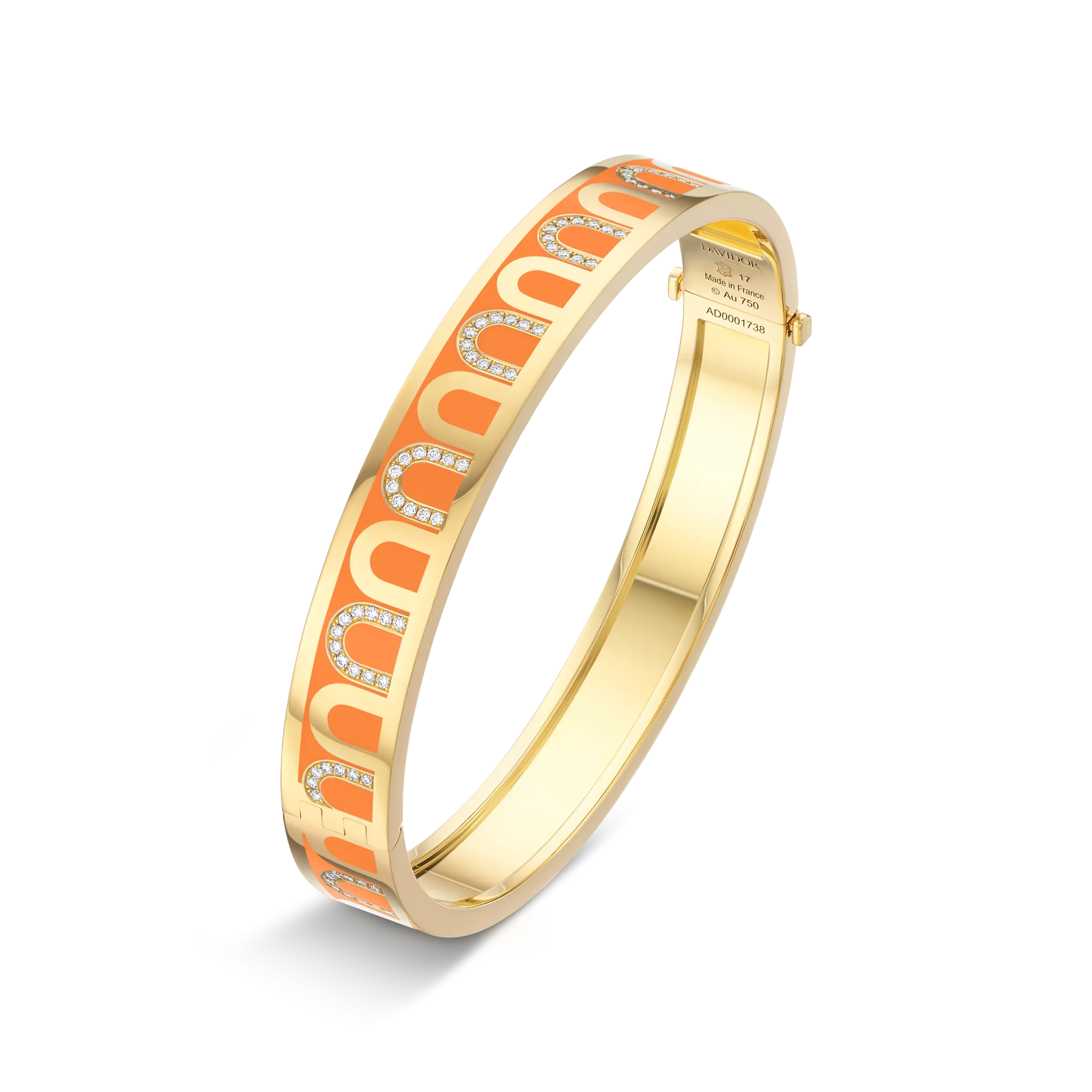 L'Arc de DAVIDOR Bangle MM, 18k Yellow Gold with Lacquered Ceramic and Colonnato Diamonds