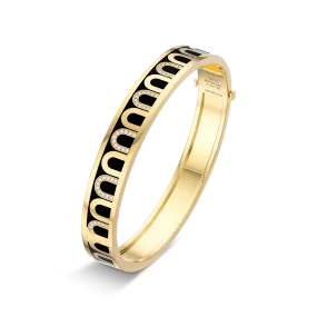 L'Arc de DAVIDOR Bangle MM, 18k Yellow Gold with Lacquered Ceramic and Colonnato Diamonds