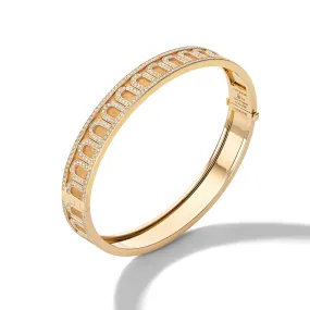 L'Arc de DAVIDOR Bangle MM, 18k Yellow Gold with Satin Finish and Palais Diamonds