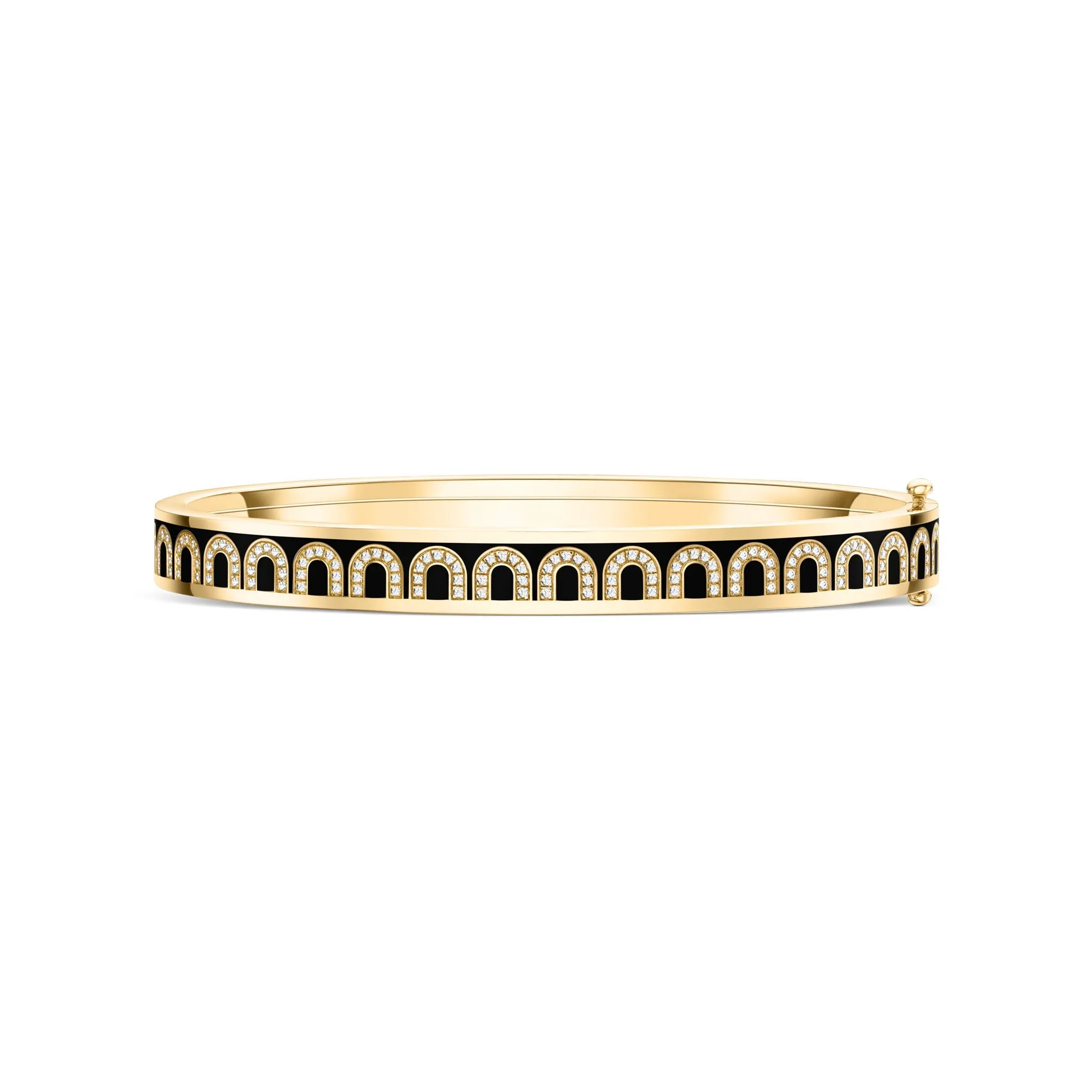 L'Arc de DAVIDOR Bangle PM, 18k Yellow Gold with Lacquered Ceramic and Arcade Diamonds