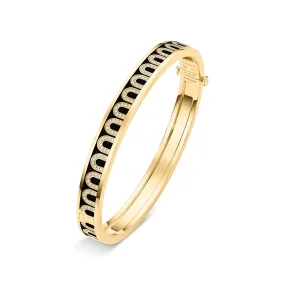 L'Arc de DAVIDOR Bangle PM, 18k Yellow Gold with Lacquered Ceramic and Arcade Diamonds