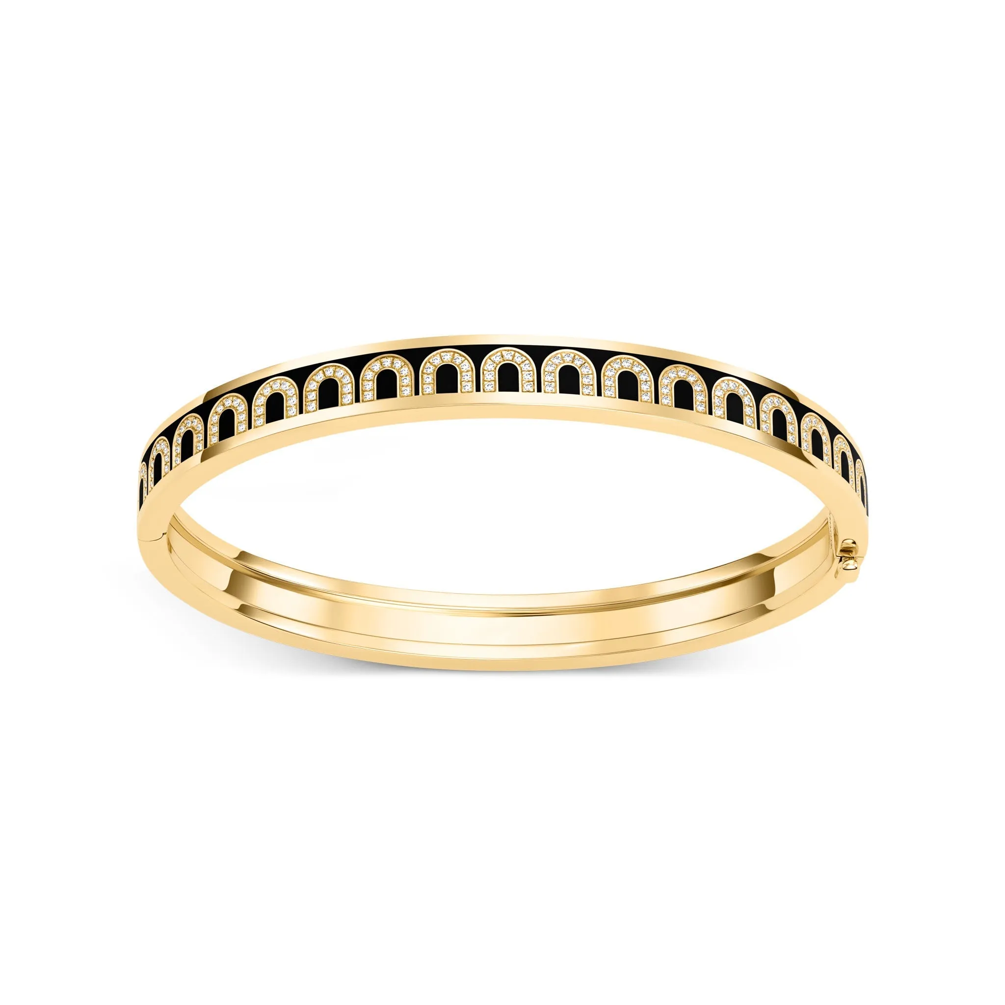 L'Arc de DAVIDOR Bangle PM, 18k Yellow Gold with Lacquered Ceramic and Arcade Diamonds