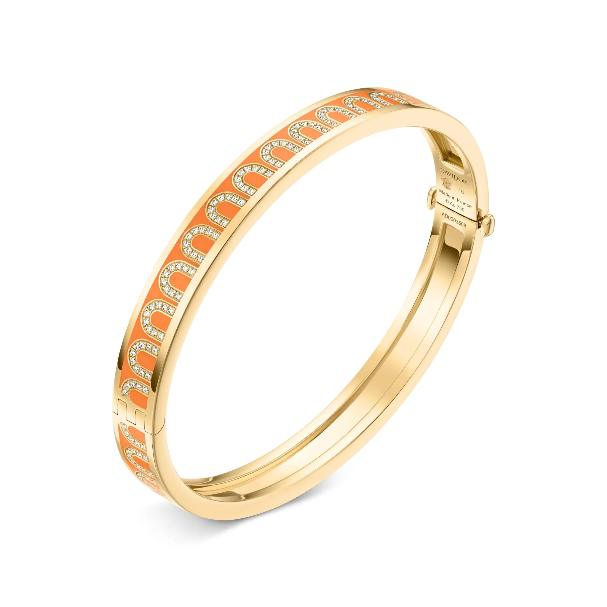 L'Arc de DAVIDOR Bangle PM, 18k Yellow Gold with Lacquered Ceramic and Arcade Diamonds