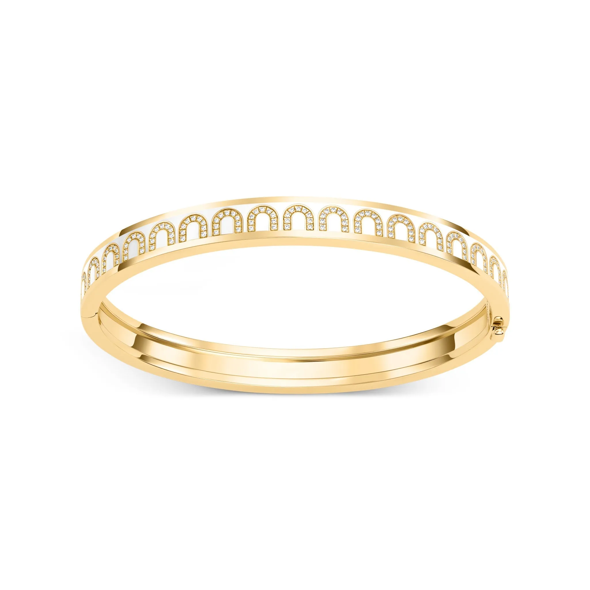 L'Arc de DAVIDOR Bangle PM, 18k Yellow Gold with Lacquered Ceramic and Arcade Diamonds