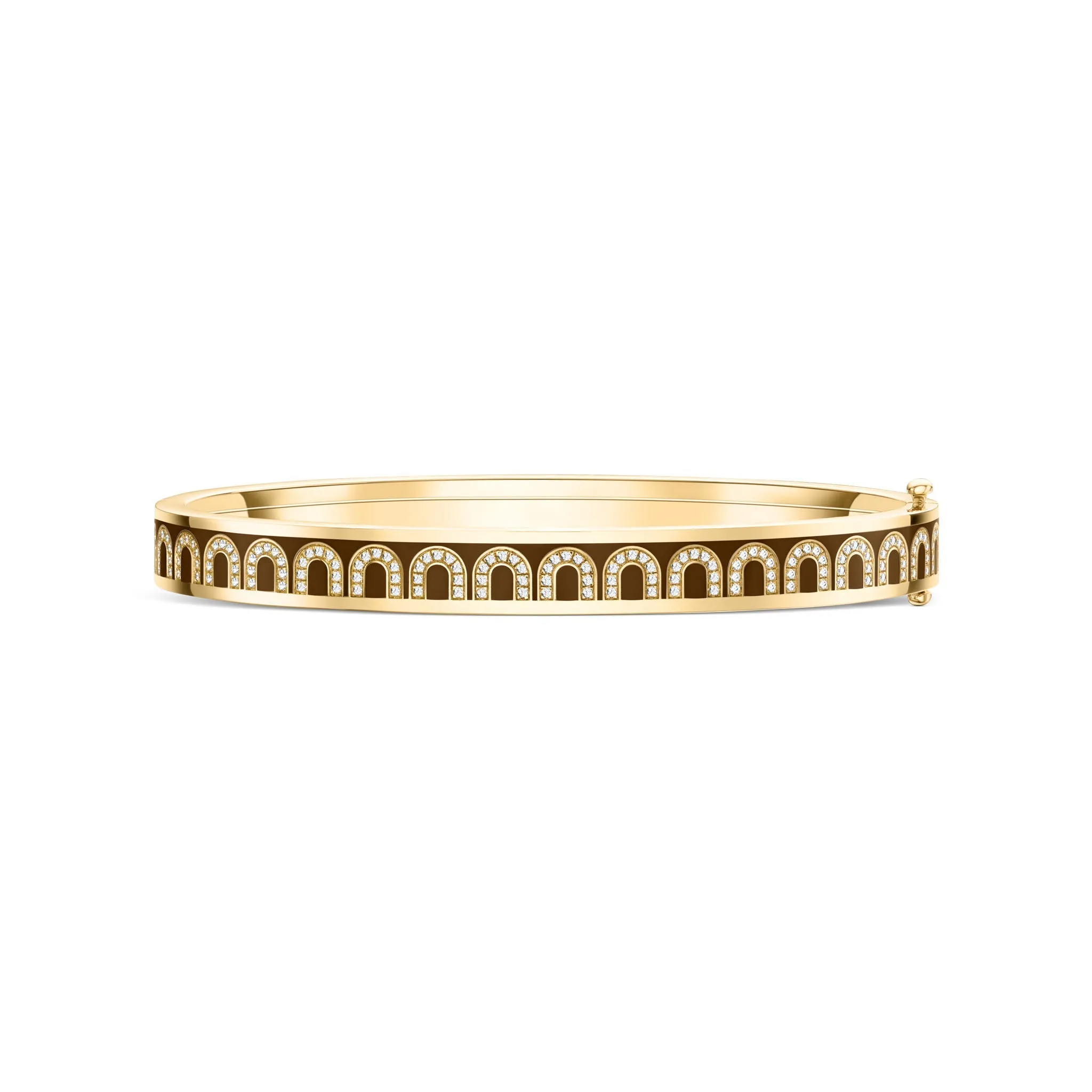 L'Arc de DAVIDOR Bangle PM, 18k Yellow Gold with Lacquered Ceramic and Arcade Diamonds