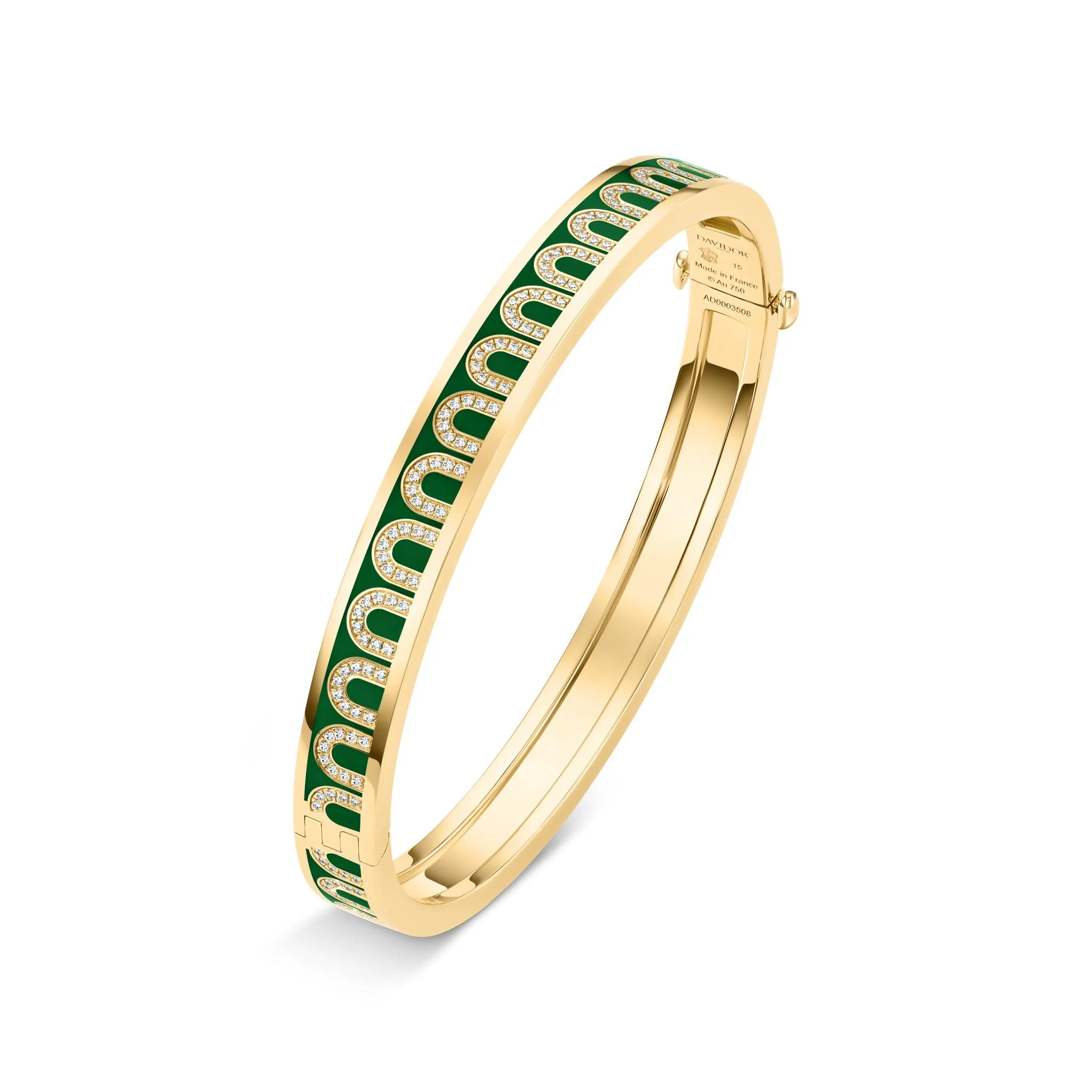 L'Arc de DAVIDOR Bangle PM, 18k Yellow Gold with Lacquered Ceramic and Arcade Diamonds