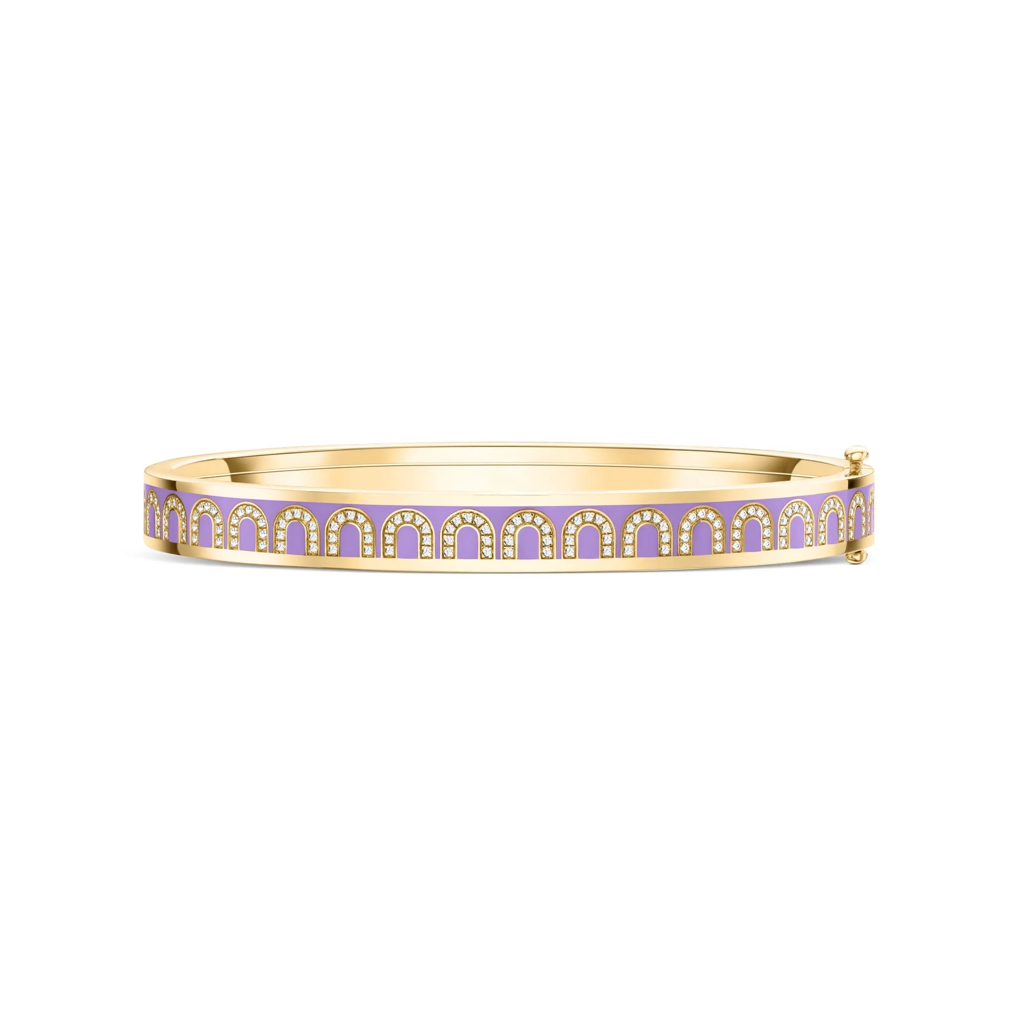 L'Arc de DAVIDOR Bangle PM, 18k Yellow Gold with Lacquered Ceramic and Arcade Diamonds