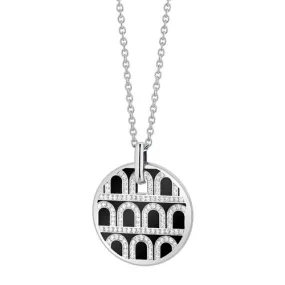 L'Arc de DAVIDOR Pendant GM, 18k White Gold with Lacquered Ceramic and Palais Diamonds