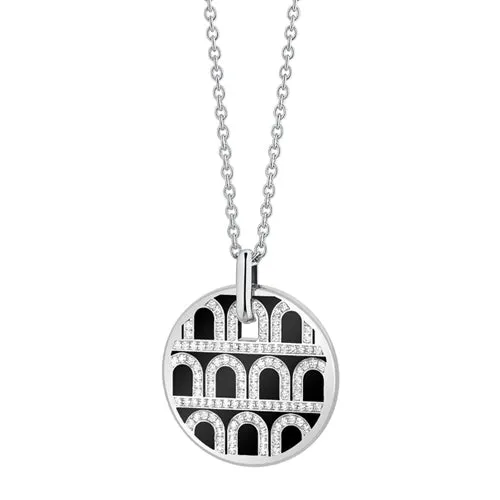 L'Arc de DAVIDOR Pendant GM, 18k White Gold with Lacquered Ceramic and Palais Diamonds