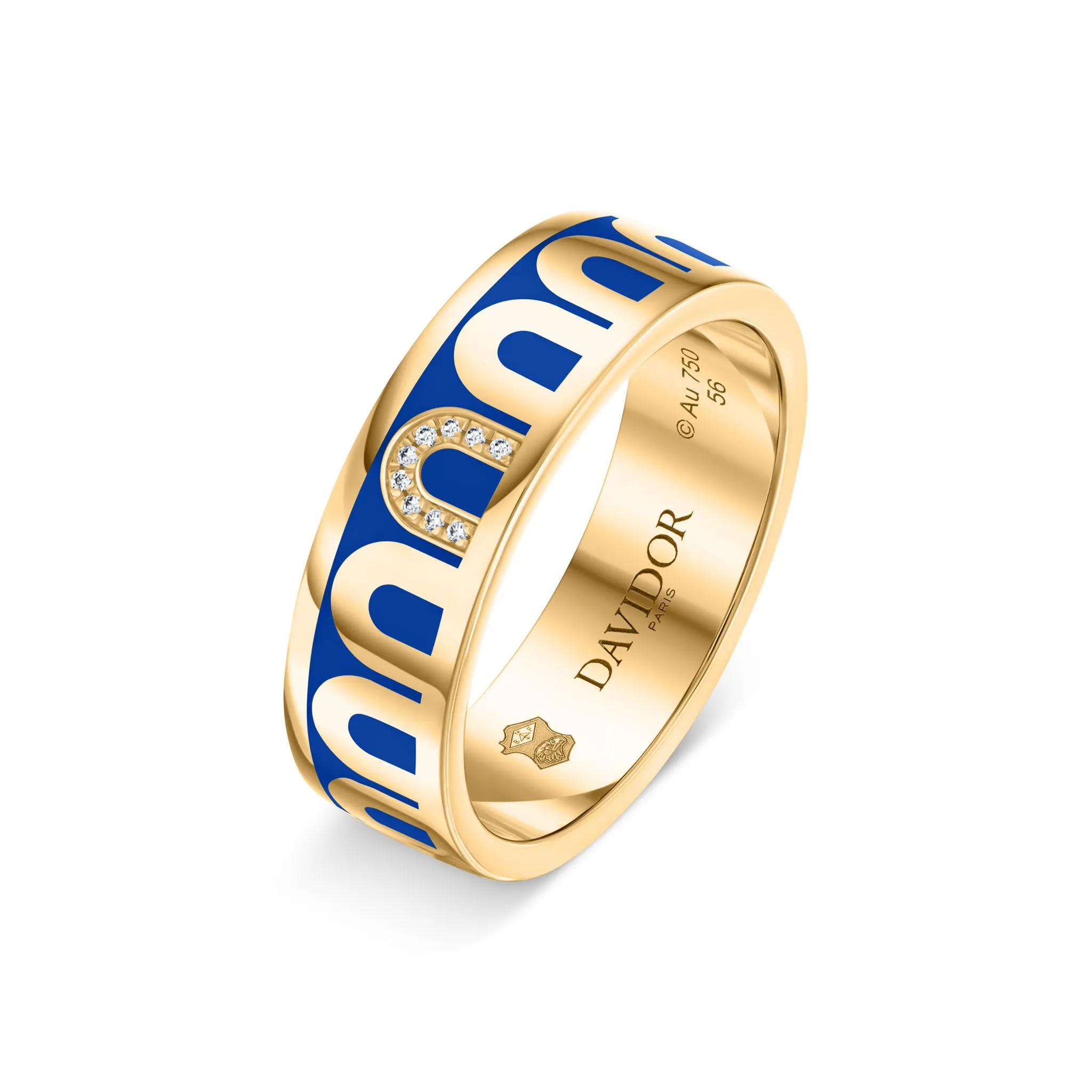 L’Arc de DAVIDOR Ring MM, 18k Yellow Gold with Riviera Lacquered Ceramic and Porta Simple Diamonds