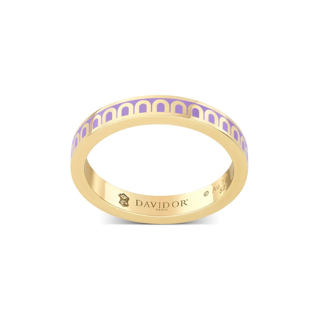 L'Arc de DAVIDOR Ring PM, 18k Yellow Gold with Lavande Lacquered Ceramic