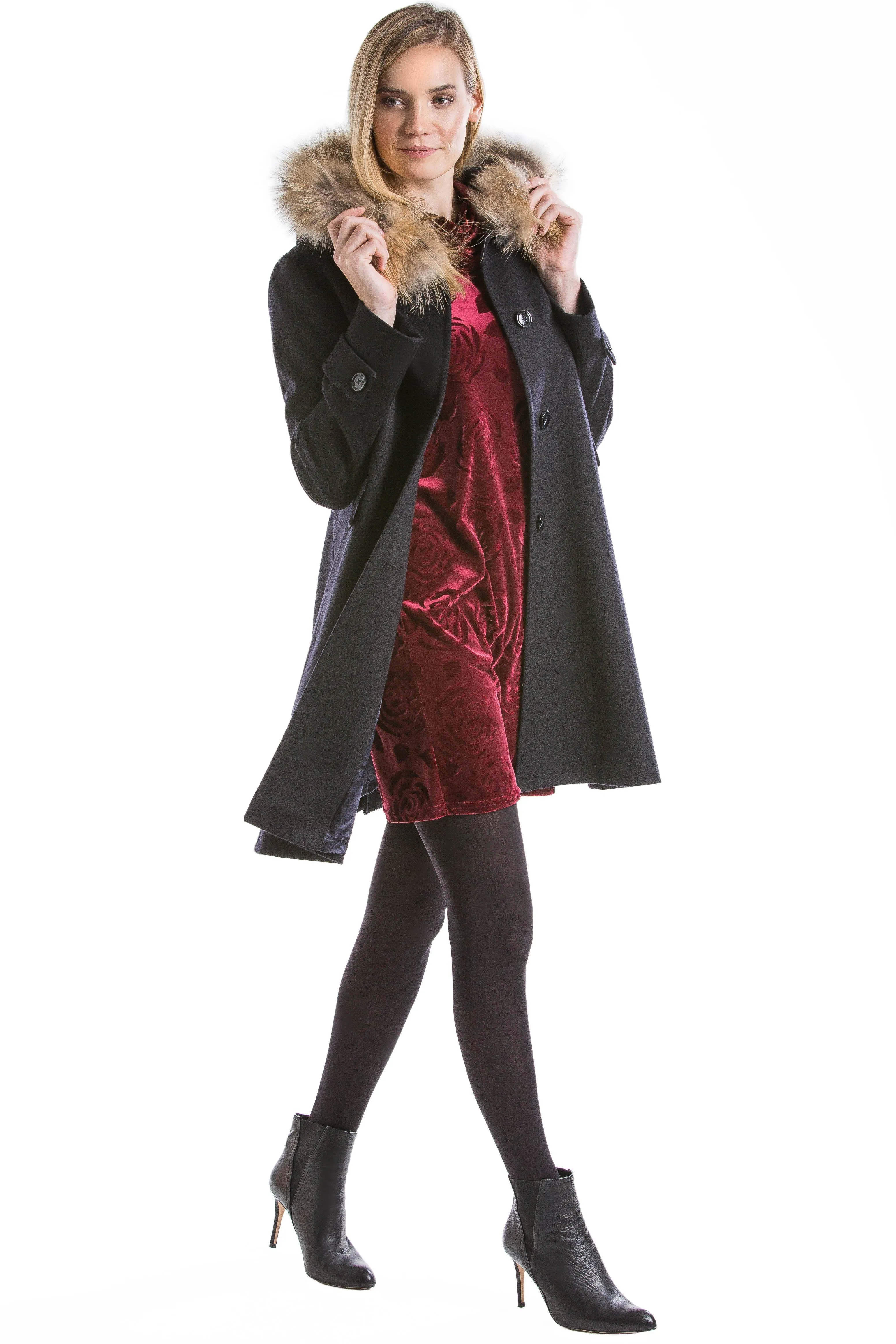 Lascona - Womens Black Loden Wool Coat