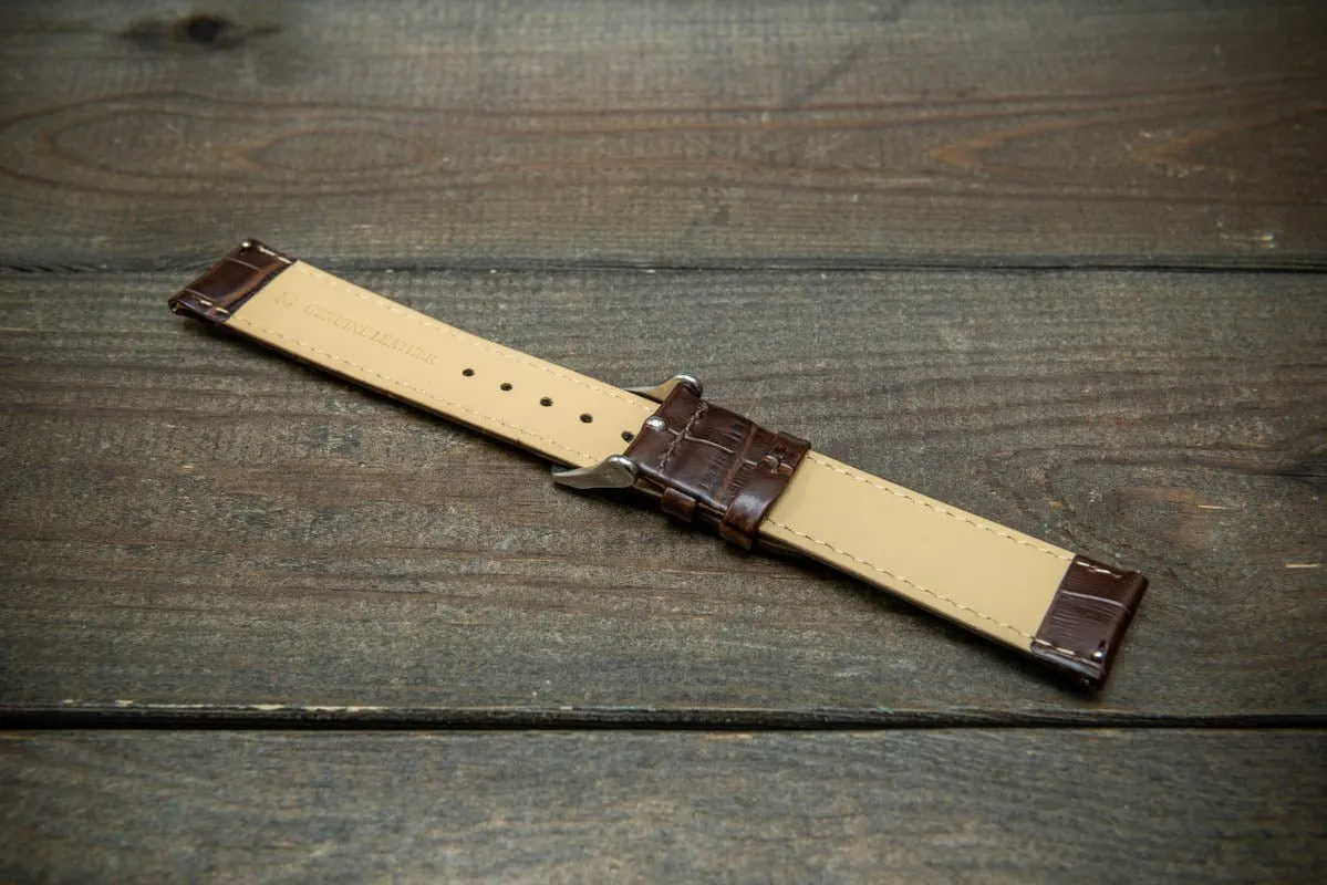 Leather watch strap, band made of calf leather with croc grain pattern 18, 19, 20, 21, 22 mm, Quick Release.