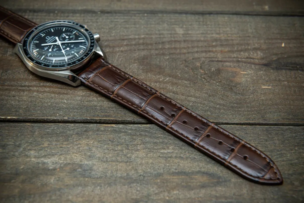 Leather watch strap, band made of calf leather with croc grain pattern 18, 19, 20, 21, 22 mm, Quick Release.