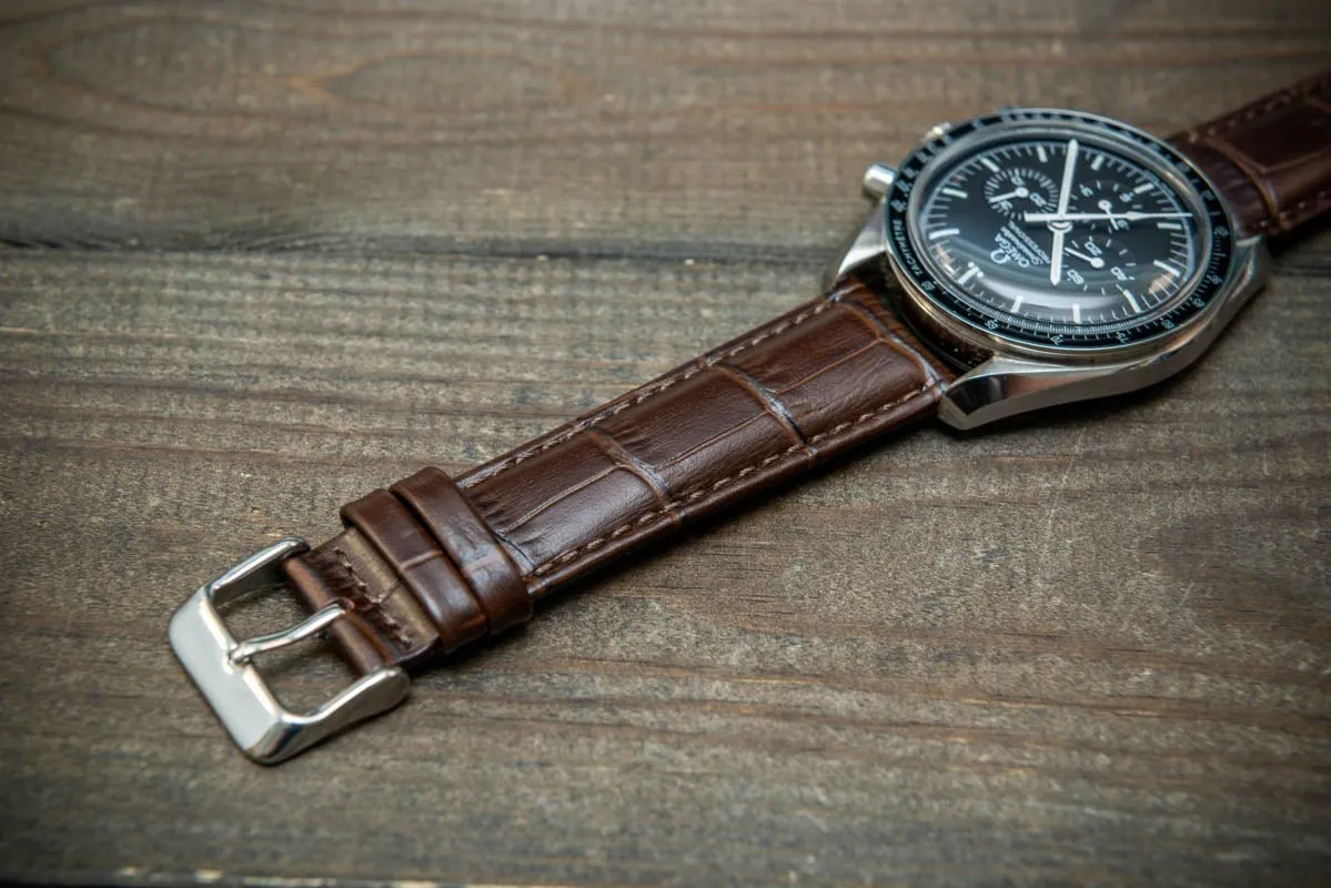 Leather watch strap, band made of calf leather with croc grain pattern 18, 19, 20, 21, 22 mm, Quick Release.