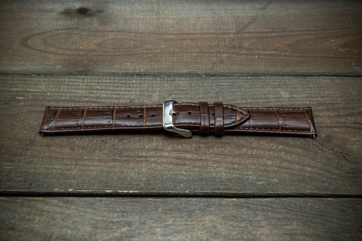 Leather watch strap, band made of calf leather with croc grain pattern 18, 19, 20, 21, 22 mm, Quick Release.