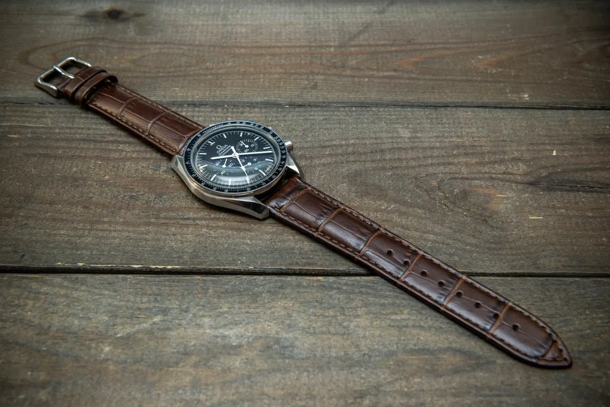 Leather watch strap, band made of calf leather with croc grain pattern 18, 19, 20, 21, 22 mm, Quick Release.