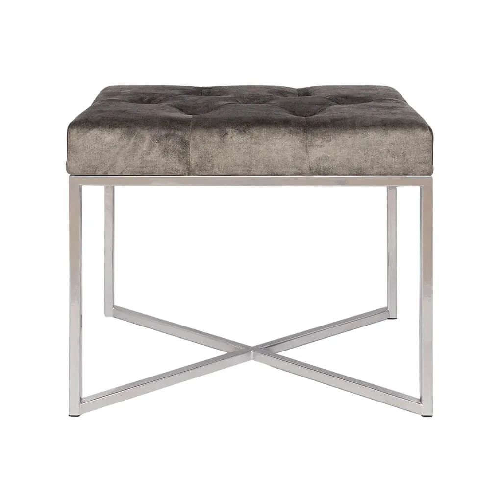 Legacy Charcoal Grey Chrome Base Single Ottoman