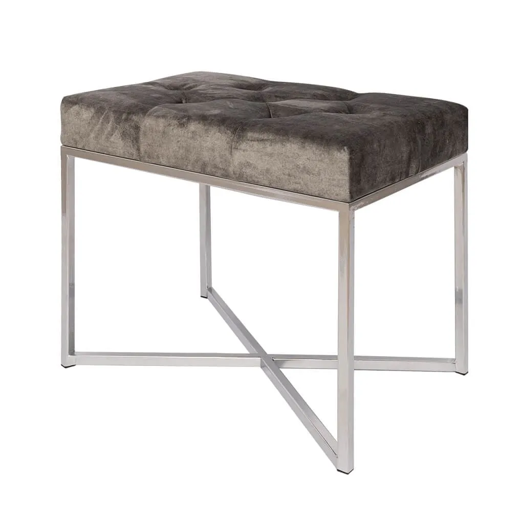 Legacy Charcoal Grey Chrome Base Single Ottoman