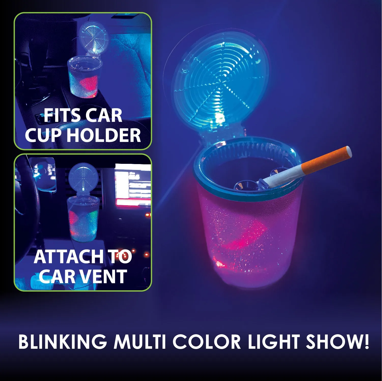 Light Show Butt Bucket Ashtray with Multi-Color LED Lights - 6 Pieces Per Retail Ready Display 23532