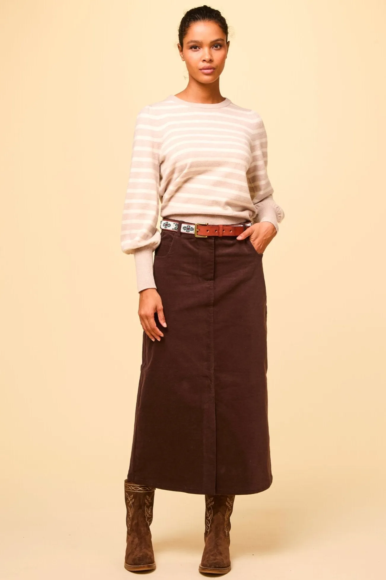 Mallory Corduroy Skirt | Chocolate