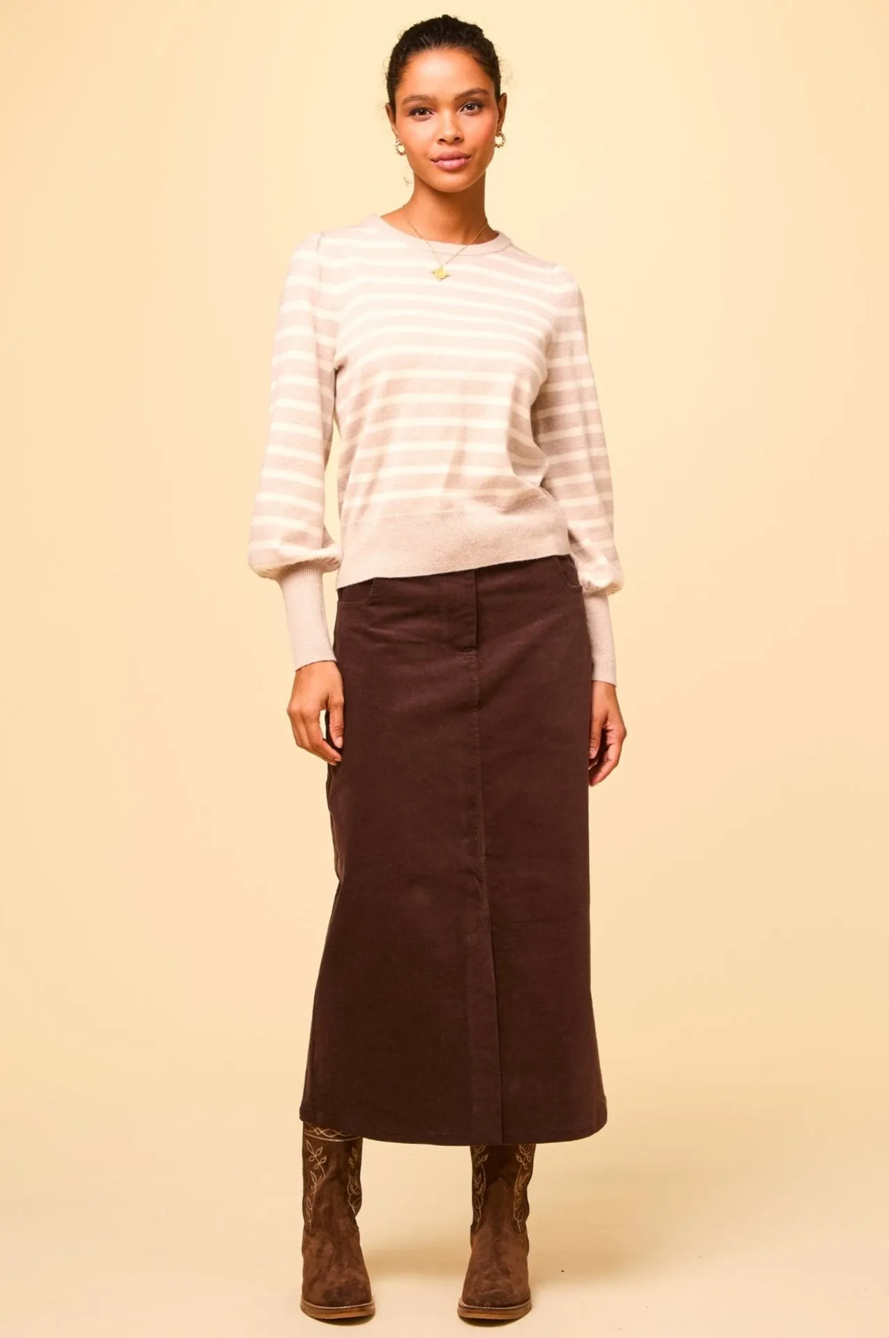 Mallory Corduroy Skirt | Chocolate