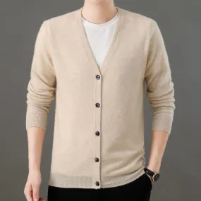 Men's 100% Mongolian Cashmere  V Neck Cardigan