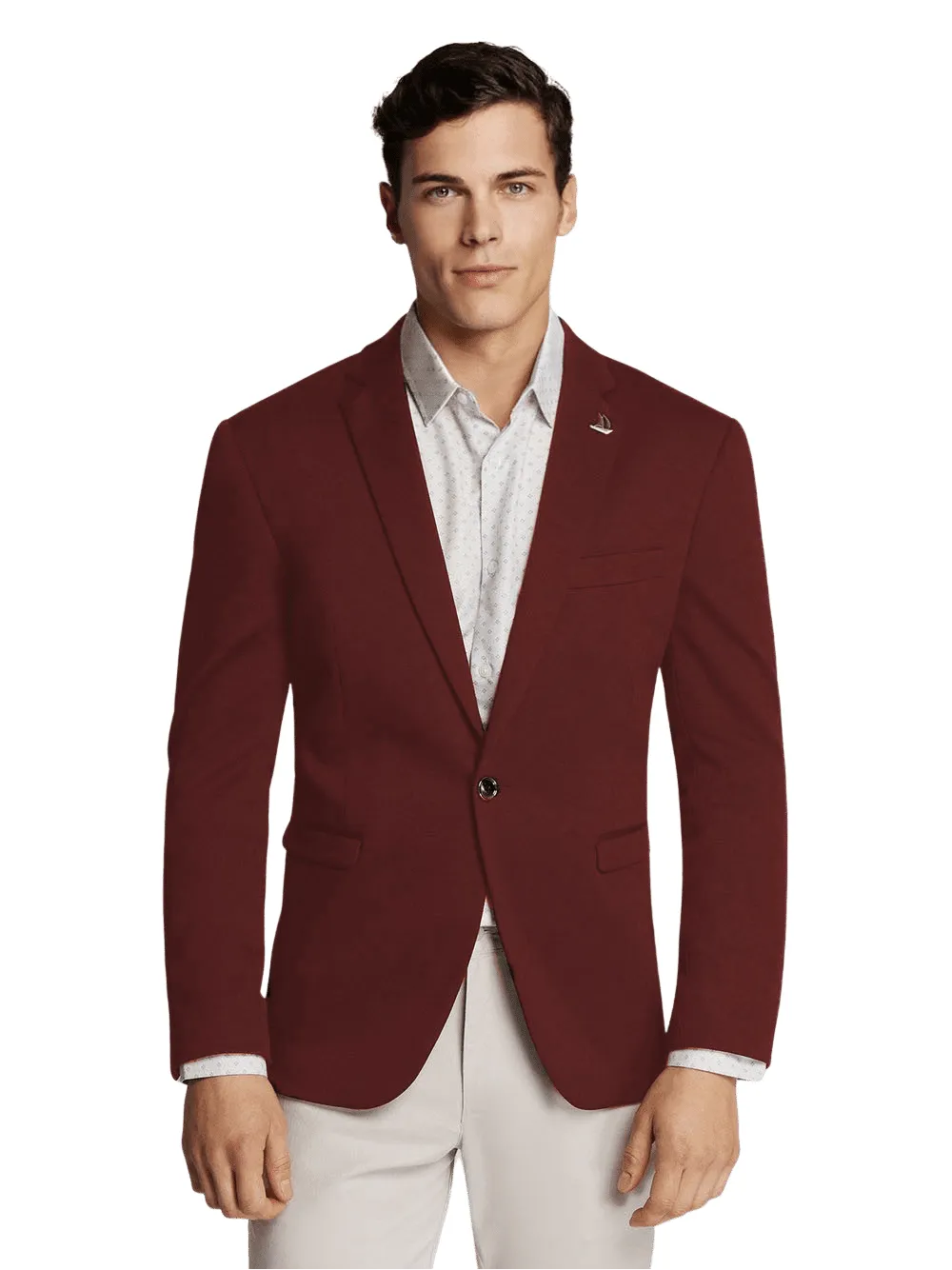 Men's Burgundy Trendy Slim Fit Sport Jacket/Blazer