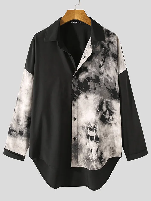 Mens Gothic Punk Patchwork Long Sleeve Shirts SKUH04635