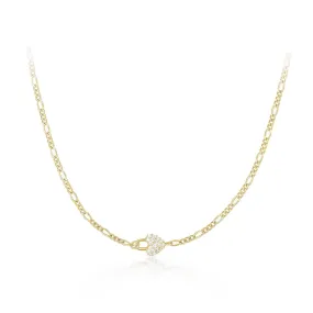 MICRO CZ HORIZONTAL HEART PENDANT NECKLACE