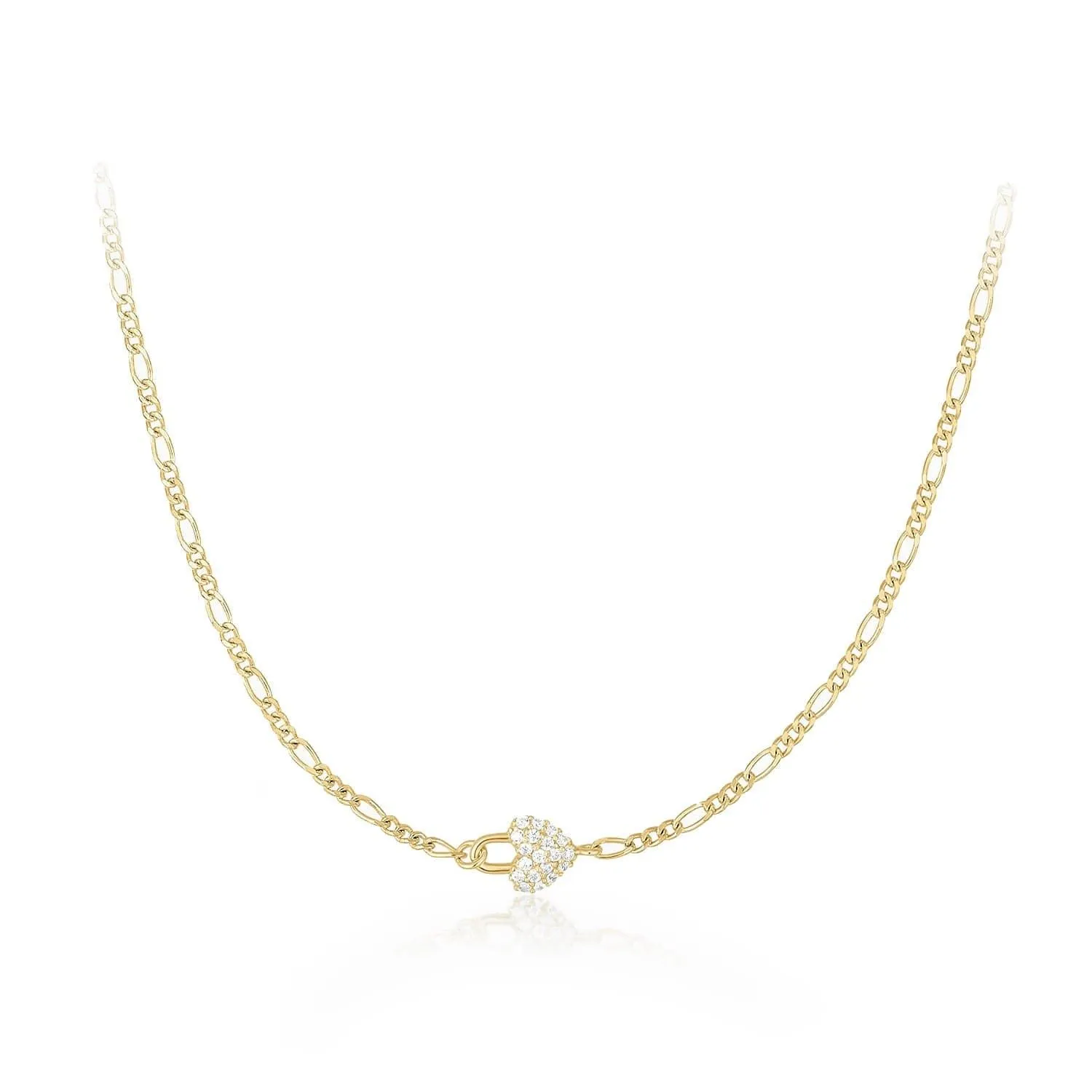 MICRO CZ HORIZONTAL HEART PENDANT NECKLACE