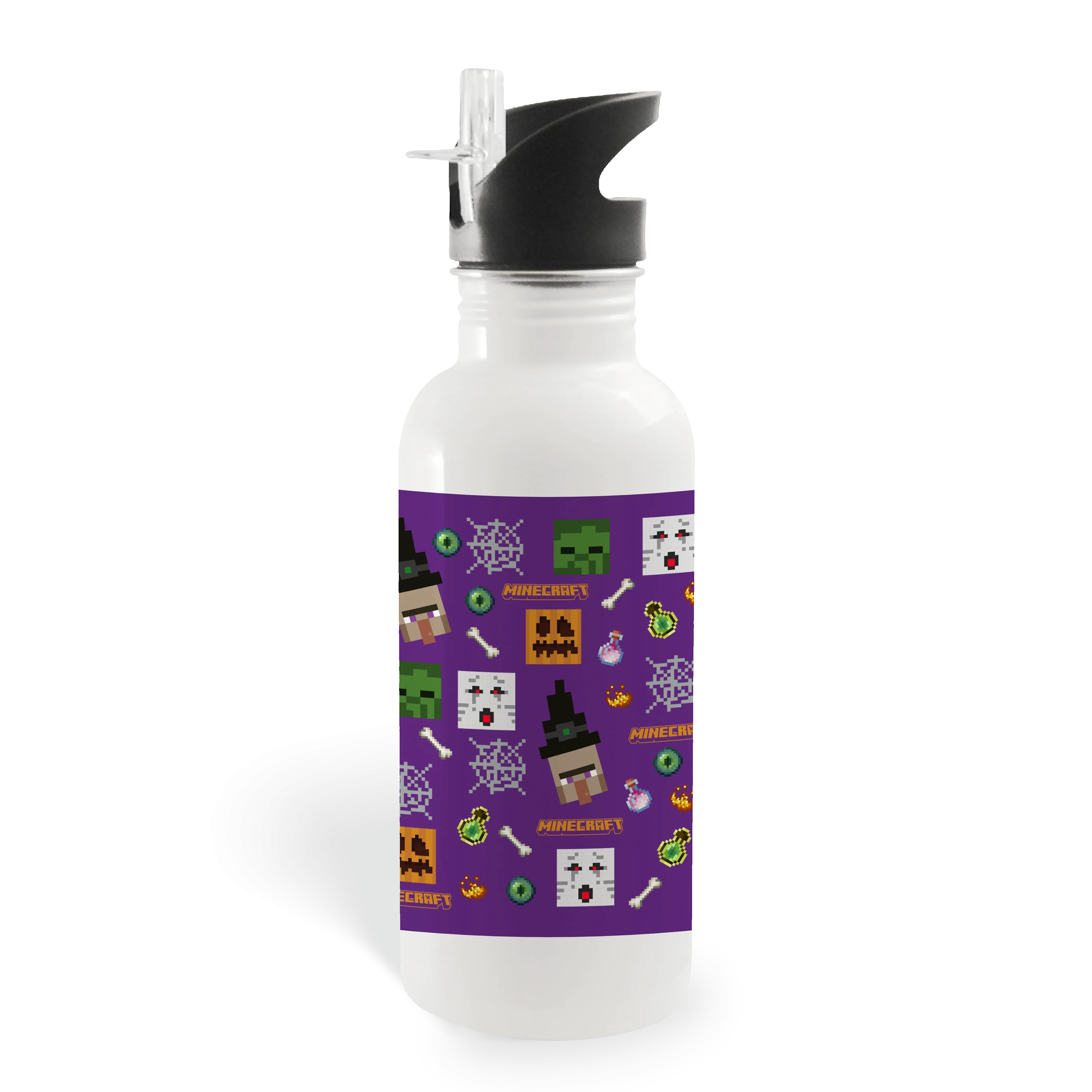 Minecraft Mob Mash Pattern Screw Top Water Bottle