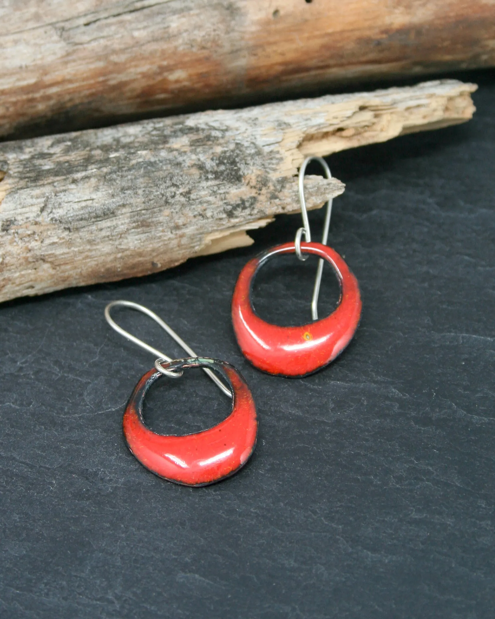 Mini Batik earrings- fire [ready to ship]