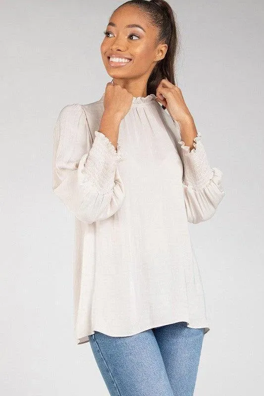 Mock Neck Ruffle Top