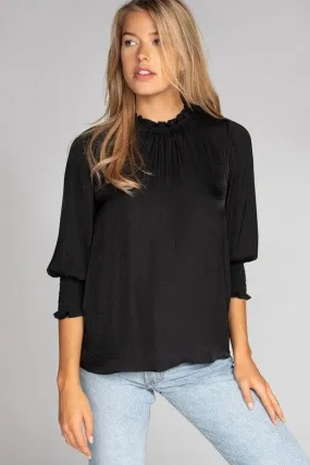 Mock Neck Ruffle Top