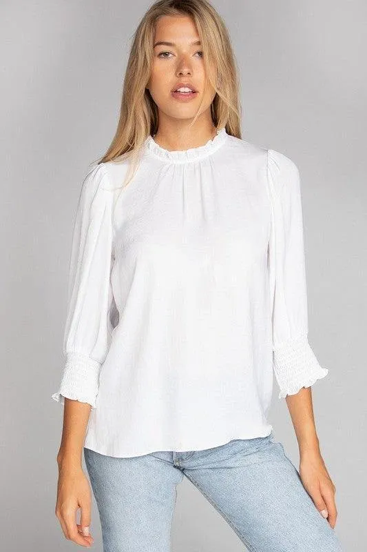 Mock Neck Ruffle Top